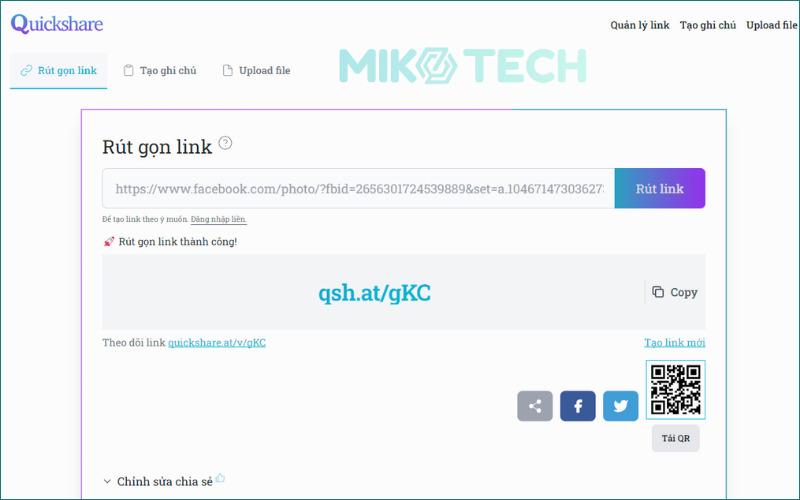 Top 15 Công Cụ Rút Gọn Link Trực Tuyến Miễn Phí 38 Rút gọn link bằng quickshare.at