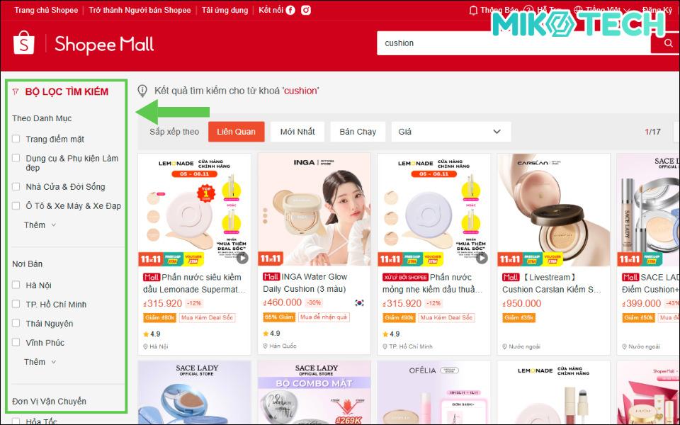 Sàn Thương Mại Điện Tử Là Gì? Khái Niệm Và Cơ Chế Hoạt Động 11 bộ lọc tìm kiếm shopee
