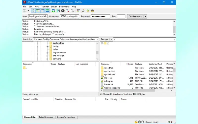 Cách backup WordPress giúp khôi phục Website nhanh chóng 98 filezilla