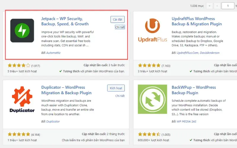 Cách backup WordPress giúp khôi phục Website nhanh chóng 101 jetpack backup plugin