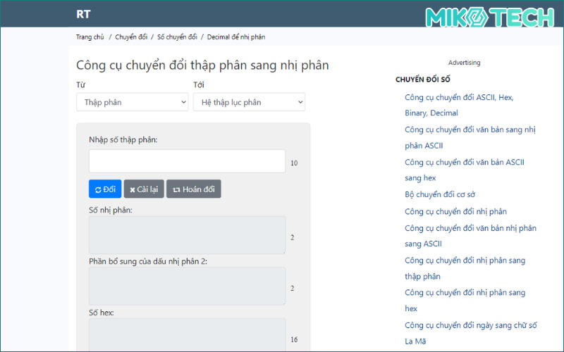Hệ nhị phân là gì? Cách giải mã và chuyển đổi số nhị phân 110 rapidtables.org